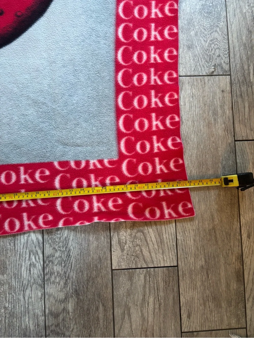 Vintage Coca-Cola Red Disc Bottle Fleece Throw Blanket Bordered Coke Print